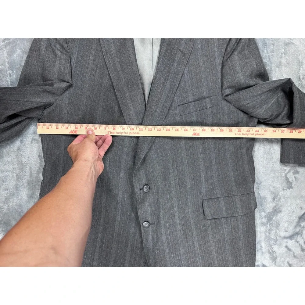 Adams Row by Anderson Little Mens Grey Pinstripe Blazer Jacket Made in USA 48L